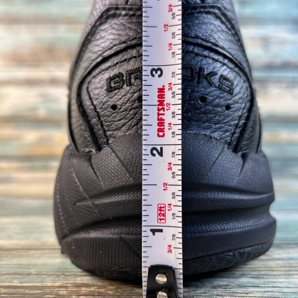 Brooks Addiction Walking Shoes Mens 13 Black Leather Hook & Loop Casual Sneaker